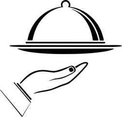 Serving Tray with Hand Icon