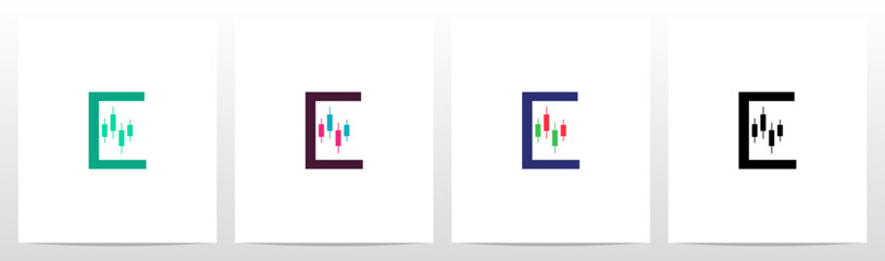 Candlestick Graph Stock Chart Initial Letter Logo Design E