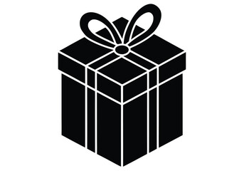 Vector art of a black gift box with a ribbon isolated on white background,