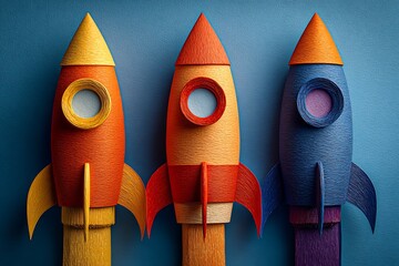 Paper Rocket on Blue for Creative Tech and Educational Materials  
