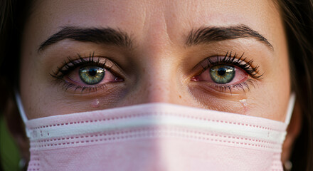 Red Eyes & Tears: A Masked Face of Emotion - Conjunctivitis, Allergies, or Sadness? Health & Wellbeing Portrait.