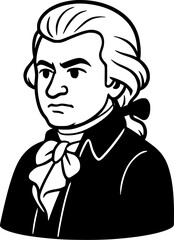 classical composer illustration, portrait, master of symphonies and operas, vienna, austria, Wolfgang Amadeus Mozart