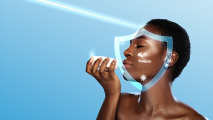 Skin protection demonstration showcasing a natural beauty routine with sunblock and glowing skin