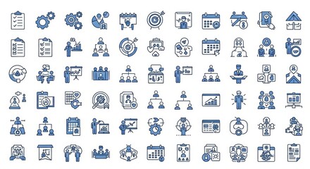 Obraz premium Business Planning and Strategy Meeting Icons Set