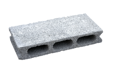 gray construction block on transparent background. Rectangle cement brick