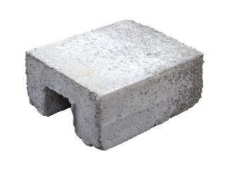 gray construction block on transparent background. Rectangle cement brick