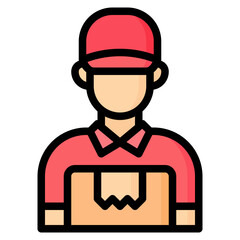 Delivery Man Icon, Filled Line style icon vector illustration, Suitable for website, mobile app, print, presentation, infographic and any other project.