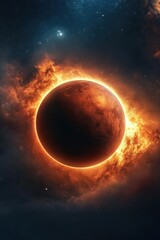 Naklejka premium Burning mars in outer space