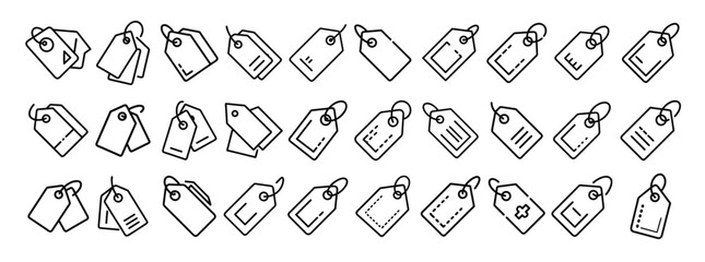 Tag, label, price tag and sale tag minimal thin line web icon set. Outline icons collection. Simple vector illustration.