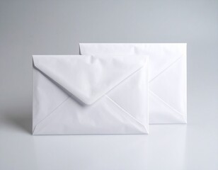 Two White Envelopes on Grey Background open envelope on white background