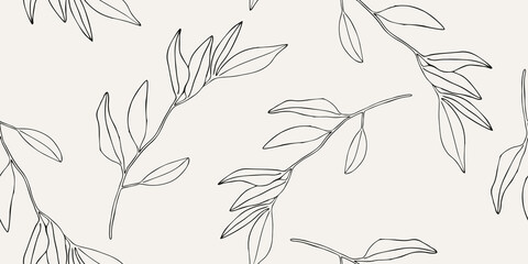 Elegant Line Art Botanical Pattern Illustration