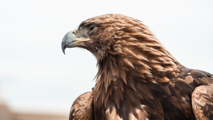 Close-up of a mongolian eagle used in traditional falconry