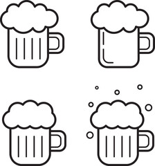 Beer mugs with foam icons sheet