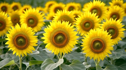 Vibrant Yellow Sunflowers Field Summer Bloom