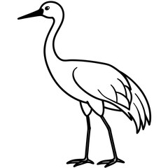 Obraz premium Elegant Crane Bird Line Art Illustration Simple Nature Design