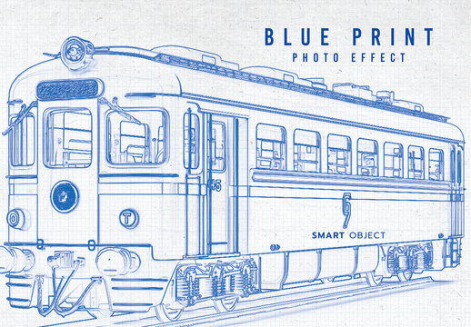 Technical Drawing Sketch Blueprint Photo Effect