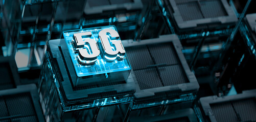 3d rendering of  5G cpu gpu chip