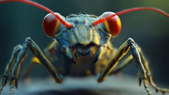 Close-Up of an Insect with Striking Red Eyes and Antennae