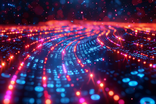 cyber security data stream background with matrix-style animation blur