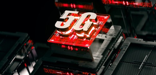 3d rendering of  5G cpu gpu chip