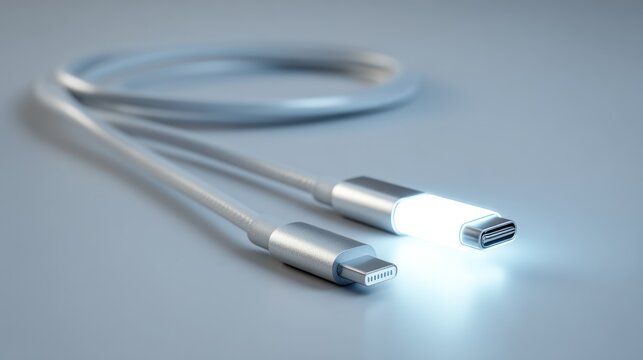 3D render of a magnetic charging cable with LED tip