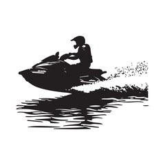 Jet Ski Rider Silhouette Art