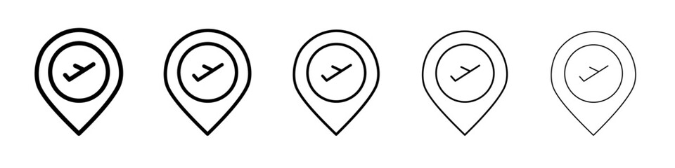 Airport location icon thin line outline set or collection