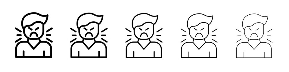 Angry person icon thin line outline set or collection