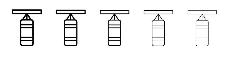 Boxing punch bag icon thin line outline set or collection