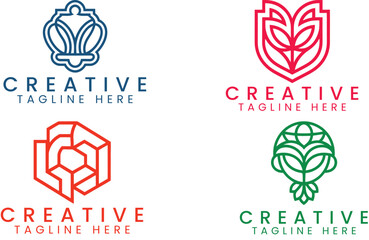 Creative Logo Design Geometric  Floral Icons for Branding