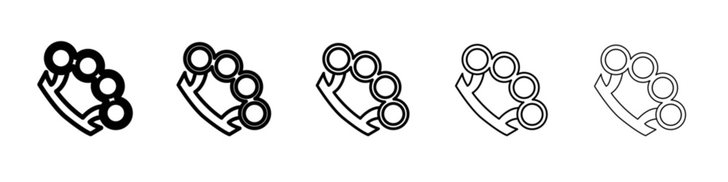 brass knuckles icon thin line outline set or collection
