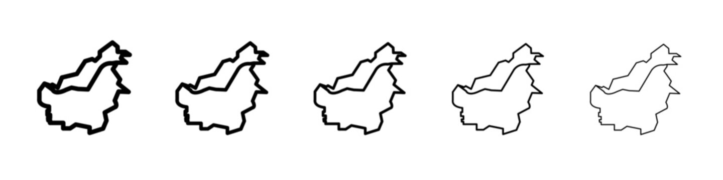 bulgaria map icon thin line outline set or collection