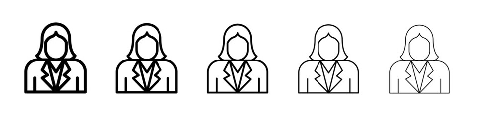 Business woman icon thin line outline set or collection