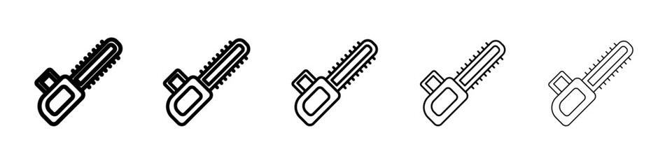 Cainsaw icon thin line outline set or collection