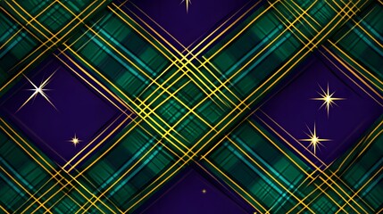 Elegant Green Gold Plaid Pattern Festive Design