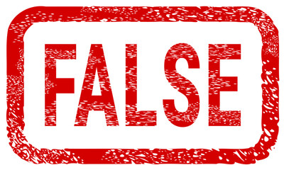 Dirty red stamp mark "FALSE" surrounded by a rounded frame (cut out)
