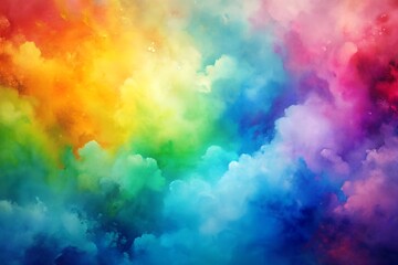 Rainbow watercolor background with a blend of soft colors, smooth transitions, artistic paint strokes.