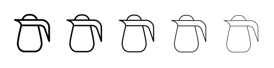 Coffee pot icon thin line outline set or collection