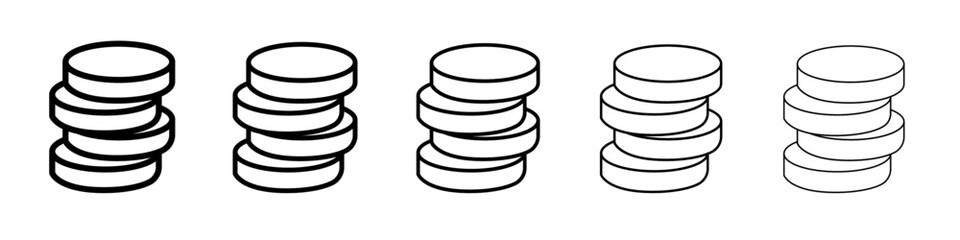 Coin stack icon thin line outline set or collection