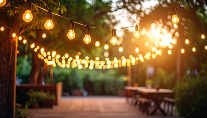 Fototapeta premium 夏祭りのほのかな灯りとボケ表現 – Warm Festival Lights with a Soft Blur, Nostalgic Chill Mood