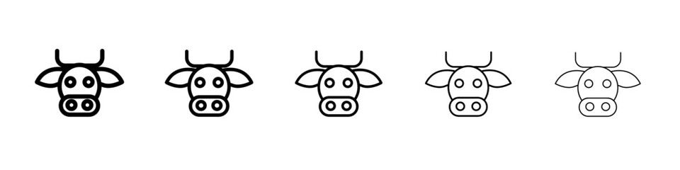 cow head icon thin line outline set or collection