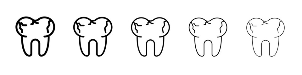 Crooked teeth icon thin line outline set or collection