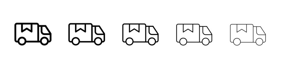 Delivery truck icon thin line outline set or collection