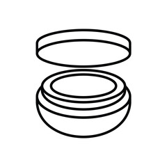 Obraz premium Round container open with lid above black