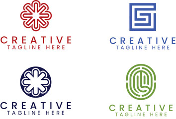 Four Creative Logo Designs Geometric Abstract Branding Elements