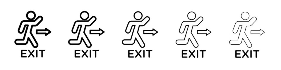 Emergency exit icon thin line outline set or collection