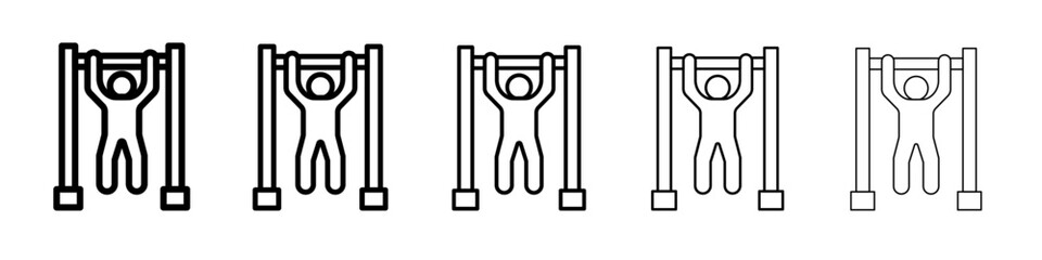 Exercise hang bar icon thin line outline set or collection