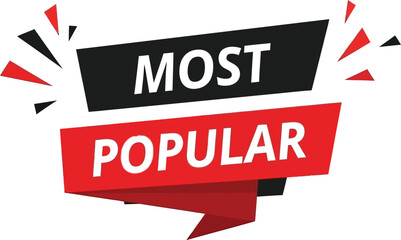 A graphic with the words most popular in black and red on white back