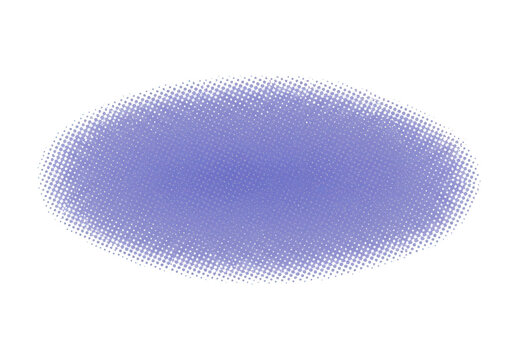 An oval purple halftone pattern texture isolated on transparent background, creating a vintage and retro design element