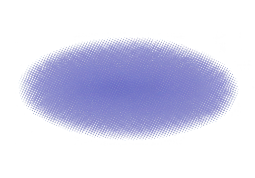 An oval purple halftone pattern texture isolated on transparent background, creating a vintage and retro design element - Powered by Adobe